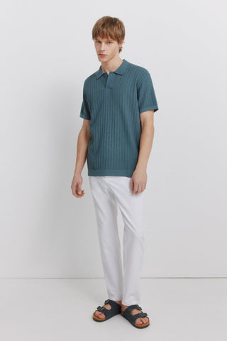 S/S Ribbed Knit Polo.