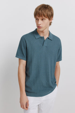 S/S Ribbed Knit Polo.