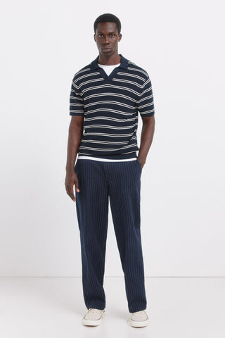 Stripes Knit Structured S/S Polo.