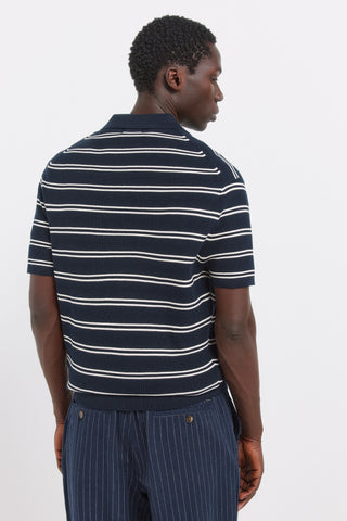 Stripes Knit Structured S/S Polo.