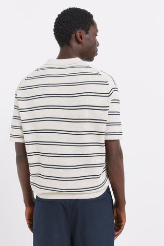 Stripes Knit Structured S/S Polo.