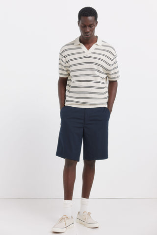 Stripes Knit Structured S/S Polo.