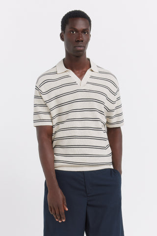 Stripes Knit Structured S/S Polo.