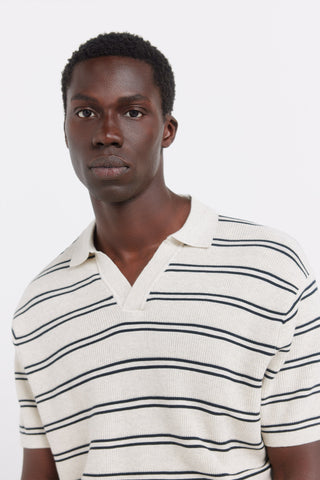 Stripes Knit Structured S/S Polo.