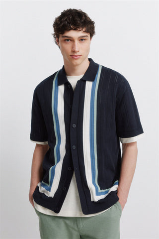Retro Stripes Knit S/S Cardigan.