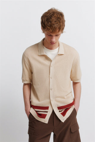 Stripes Knit S/S Cardigan.