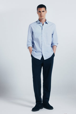 Camisa Manga Larga con Logo Bordado de Algodón