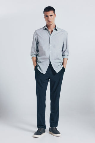 Camisa Manga Larga con Logo Bordado de Algodón