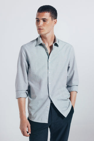 Camisa Manga Larga con Logo Bordado de Algodón