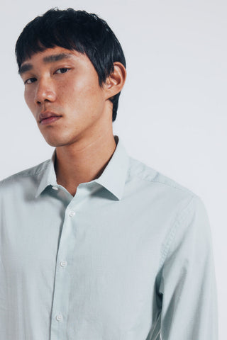 Camisa Manga Larga con Logo Bordado de Algodón