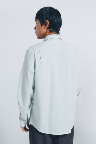 Camisa Manga Larga con Logo Bordado de Algodón