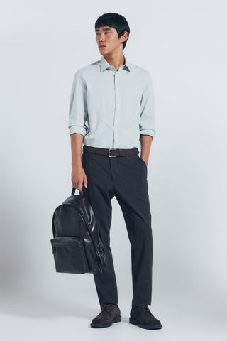 Camisa Manga Larga con Logo Bordado de Algodón