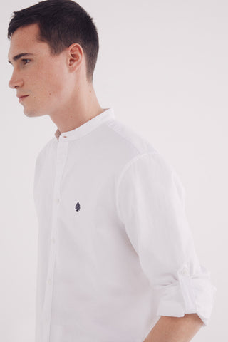 Camisa Cuello Mao con Logo Bordado