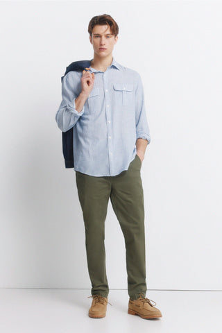 Skinny Fit Cotton Trousers with Pockets