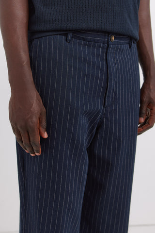 Stripes Linen Straight Fit Chino Trouser.