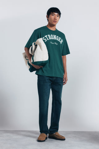 Jeans Rectos Talle Medio Efecto Lavado