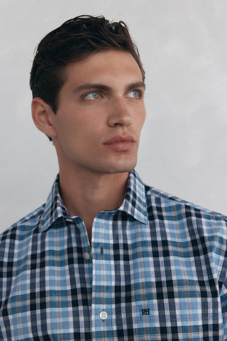 Camisa Manga Larga con Estampado Cuadros