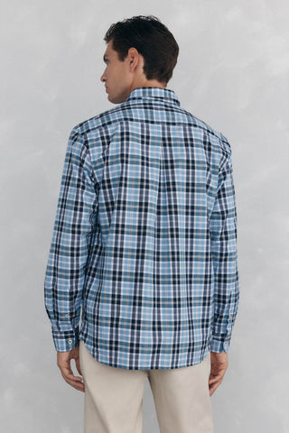 Camisa Manga Larga con Estampado Cuadros