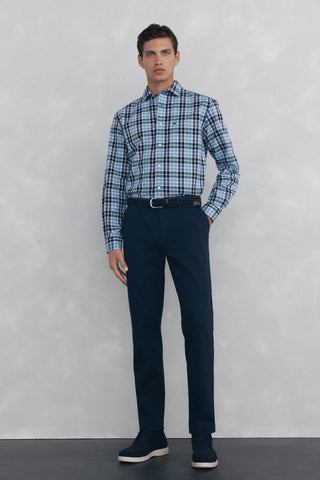 Camisa Manga Larga con Estampado Cuadros