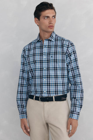 Camisa Manga Larga con Estampado Cuadros