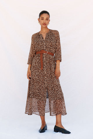 Vestido Camisero con Cinturón Estampado