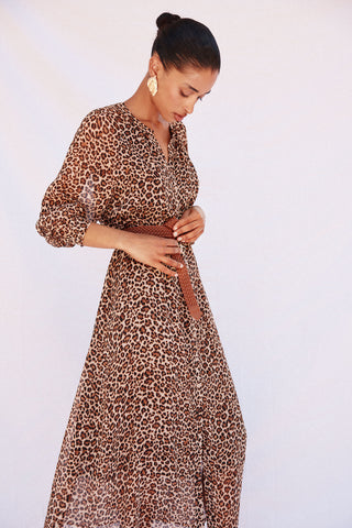 Vestido Camisero con Cinturón Estampado