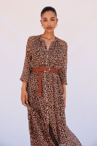 Vestido Camisero con Cinturón Estampado