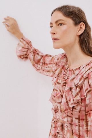 Vestido Manga Larga con Volantes