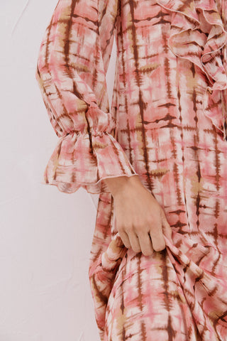 Vestido Manga Larga con Volantes