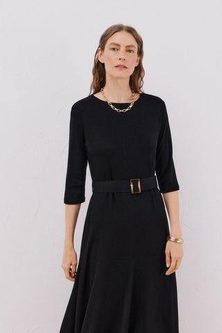 Vestido Manga Larga con Detalle Cinturón