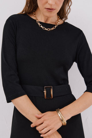 Vestido Manga Larga con Detalle Cinturón