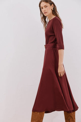 Vestido Manga Larga con Detalle Cinturón