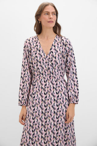 Vestido Cruzado con Estampado Geométrico
