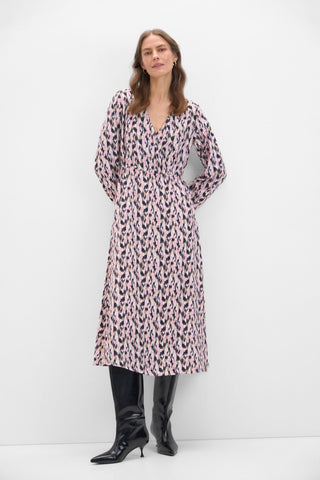 Vestido Cruzado con Estampado Geométrico