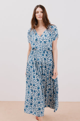 Vestido Midi Manga Corta con Estampado