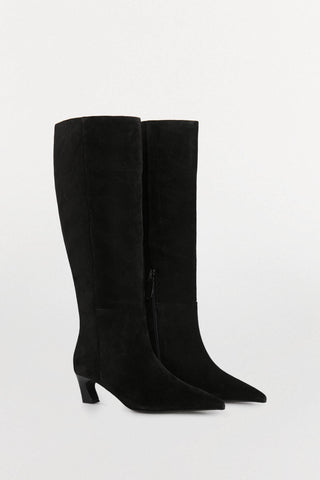 Botas Alta de Tacón con Efecto Ante