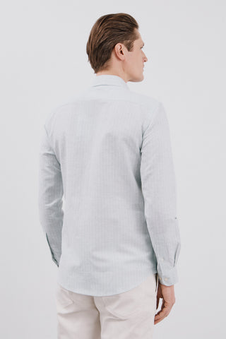 Camisa Manga Larga de Lino con Rayas