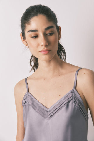 Set de Pijama 3 Piezas de Satén con Encaje