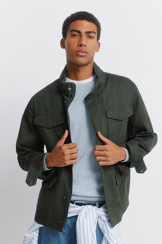 High Neck Short Jacket with Pockets