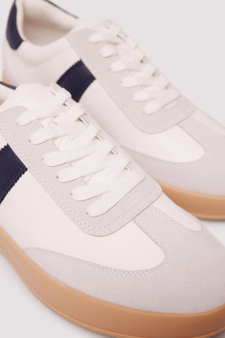Tenis Efecto Piel con Detalle de Raya
