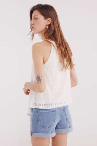 Short Denim Talle Alto con Bolsillos.