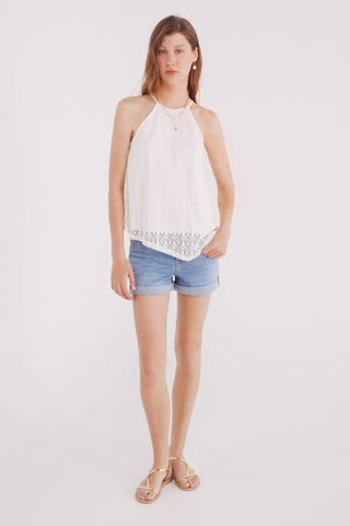 Short Denim Talle Alto con Bolsillos.