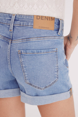 Short Denim Talle Alto con Bolsillos.
