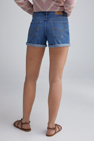 Short Denim Talle Medio con Dobladillo