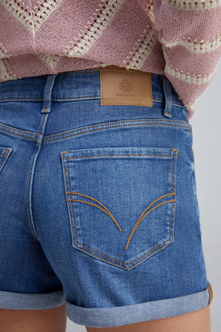 Short Denim Talle Medio con Dobladillo