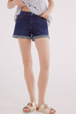 Short Denim Talle Medio con Dobladillo