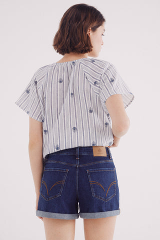 Short Denim Talle Medio con Dobladillo