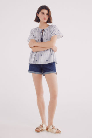 Short Denim Talle Medio con Dobladillo