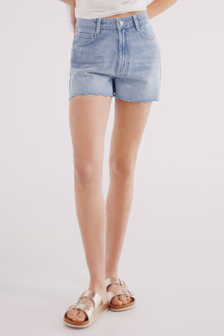 Short Denim Talle Alto con Bolsillis