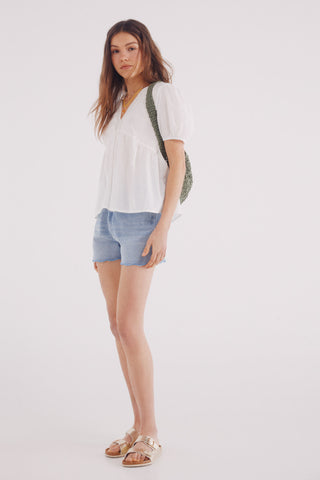 Short Denim Talle Alto con Bolsillis